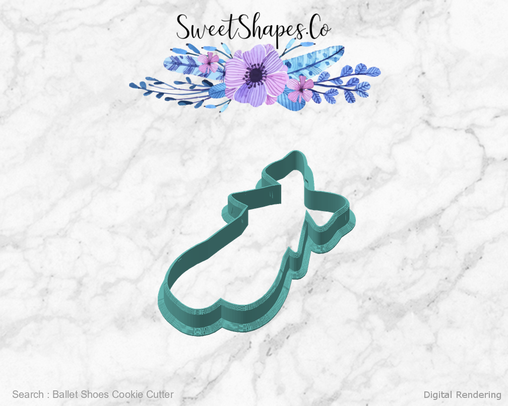 Ballet Shoes Cookie Cutter — angled front view