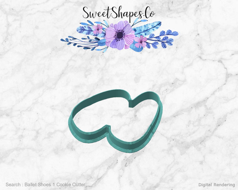 Ballet Shoes 1 Cookie Cutter — angled front view