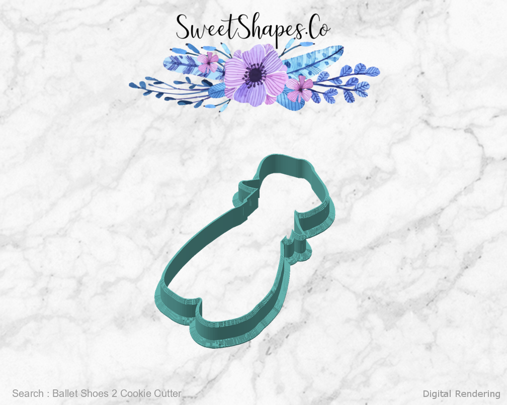 Ballet Shoes 2 Cookie Cutter — angled front view