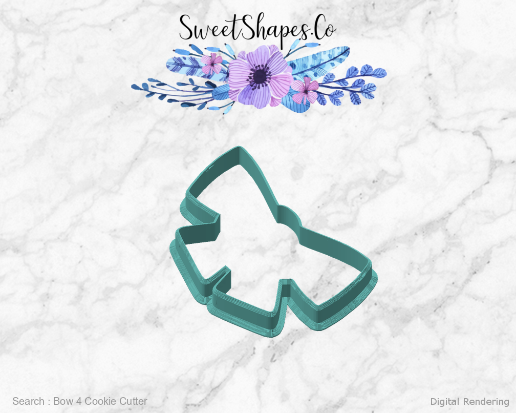 Bow 4 Cookie Cutter — angled front view