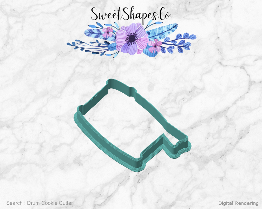 Drum Cookie Cutter — angled front view