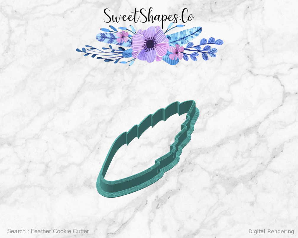 Feather Cookie Cutter — angled front view