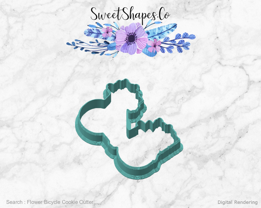 Flower Bicycle Cookie Cutter — angled front view