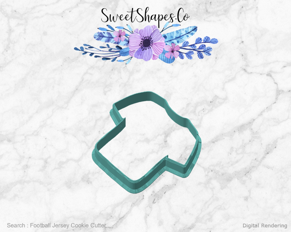 Football Jersey Cookie Cutter — angled front view
