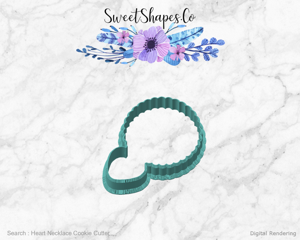Heart Necklace Cookie Cutter — angled front view