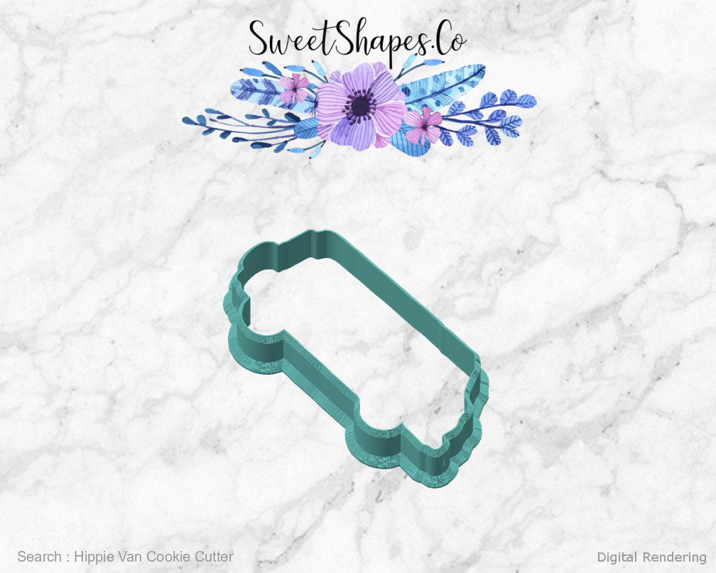 Hippie Van Cookie Cutter — angled front view