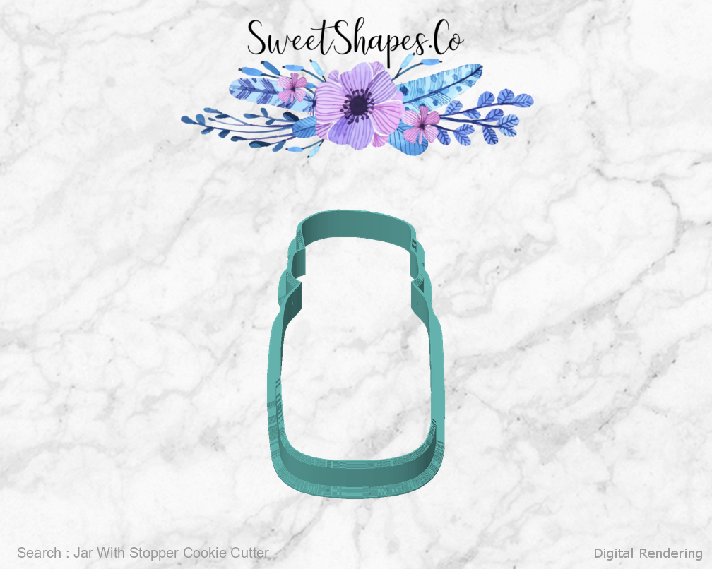 Jar With Stopper Cookie Cutter — front view