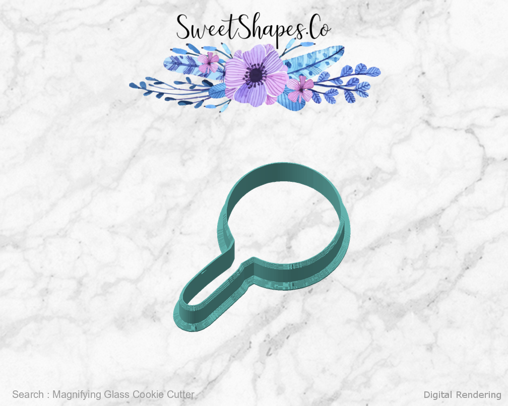 Magnifying Glass Cookie Cutter — angled front view