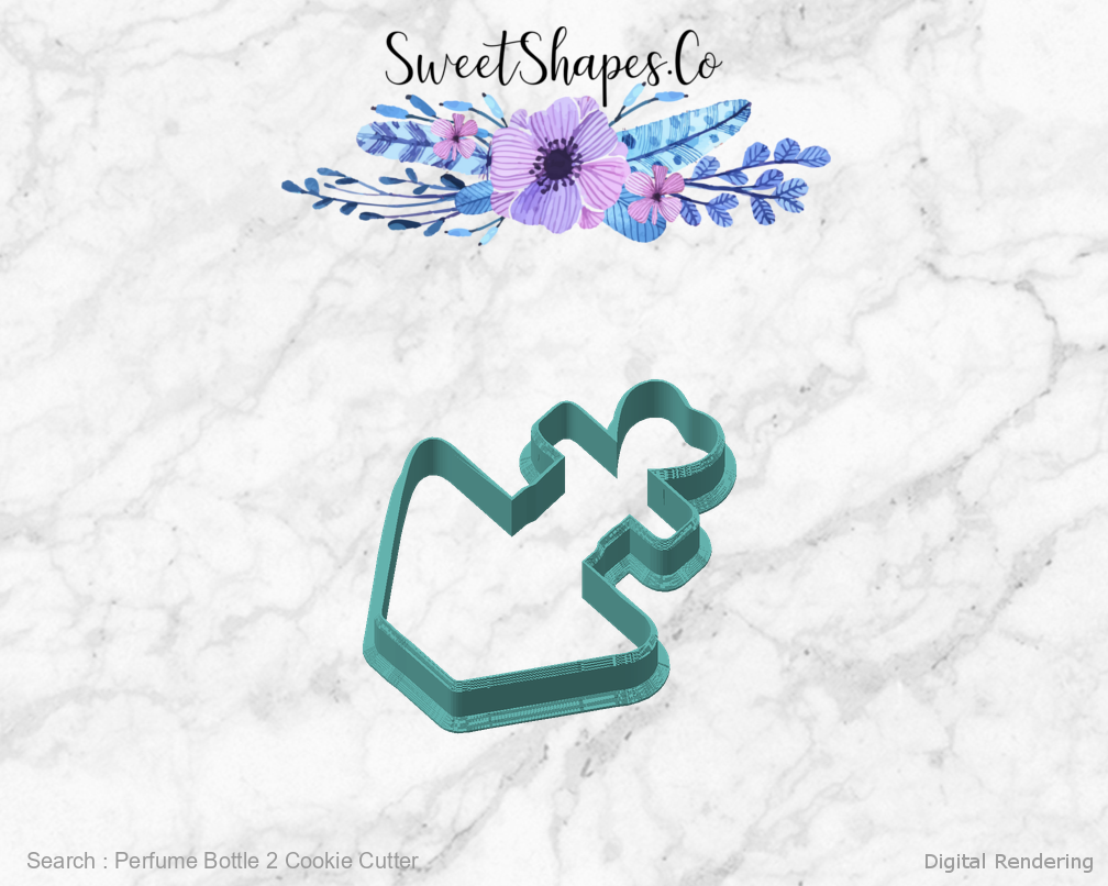 Perfume Bottle 2 Cookie Cutter — angled front view
