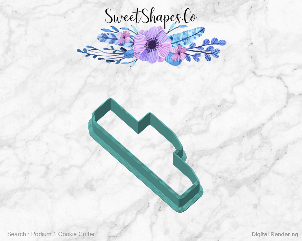 Podium 1 Cookie Cutter — angled front view