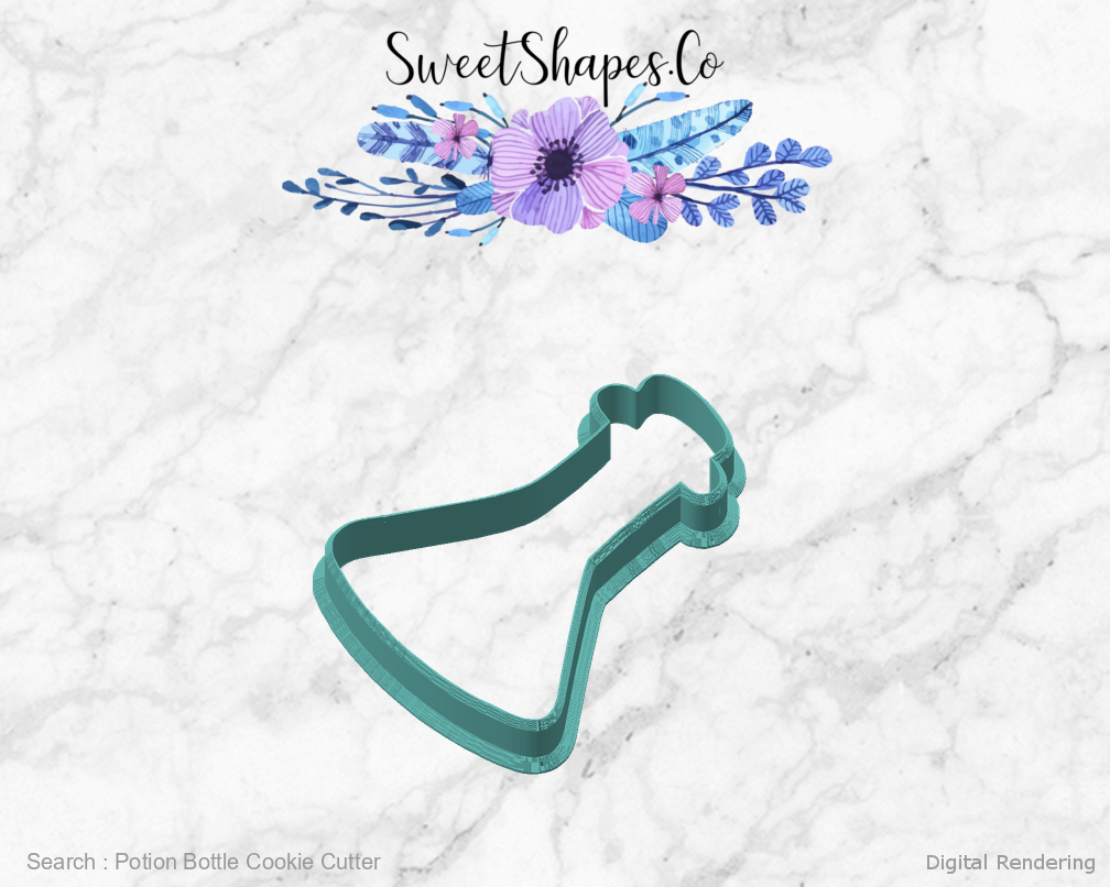 Potion Bottle Cookie Cutter — angled front view