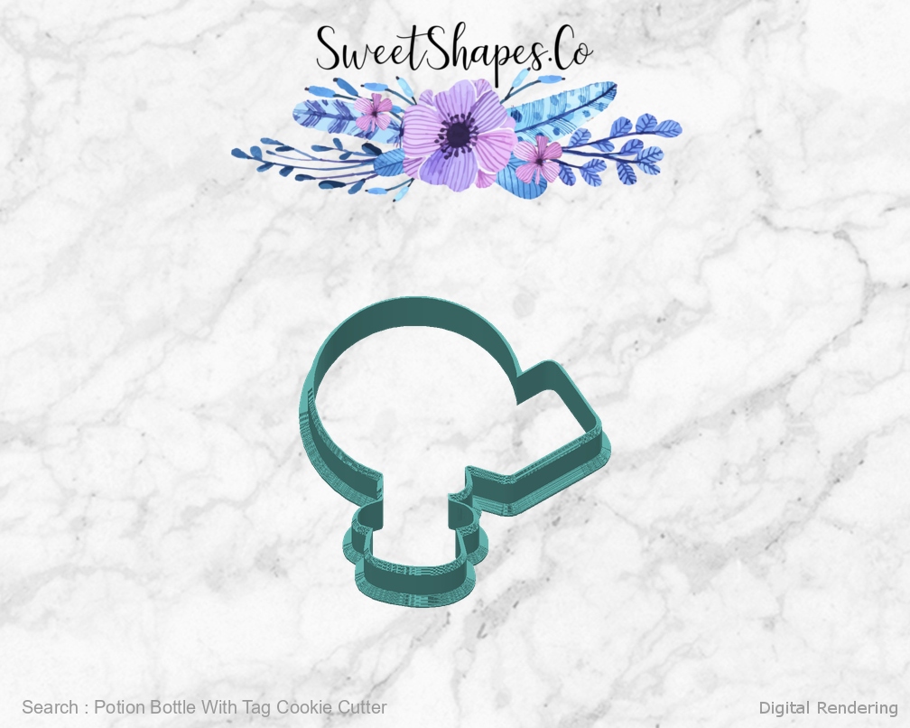 Potion Bottle With Tag Cookie Cutter — back view