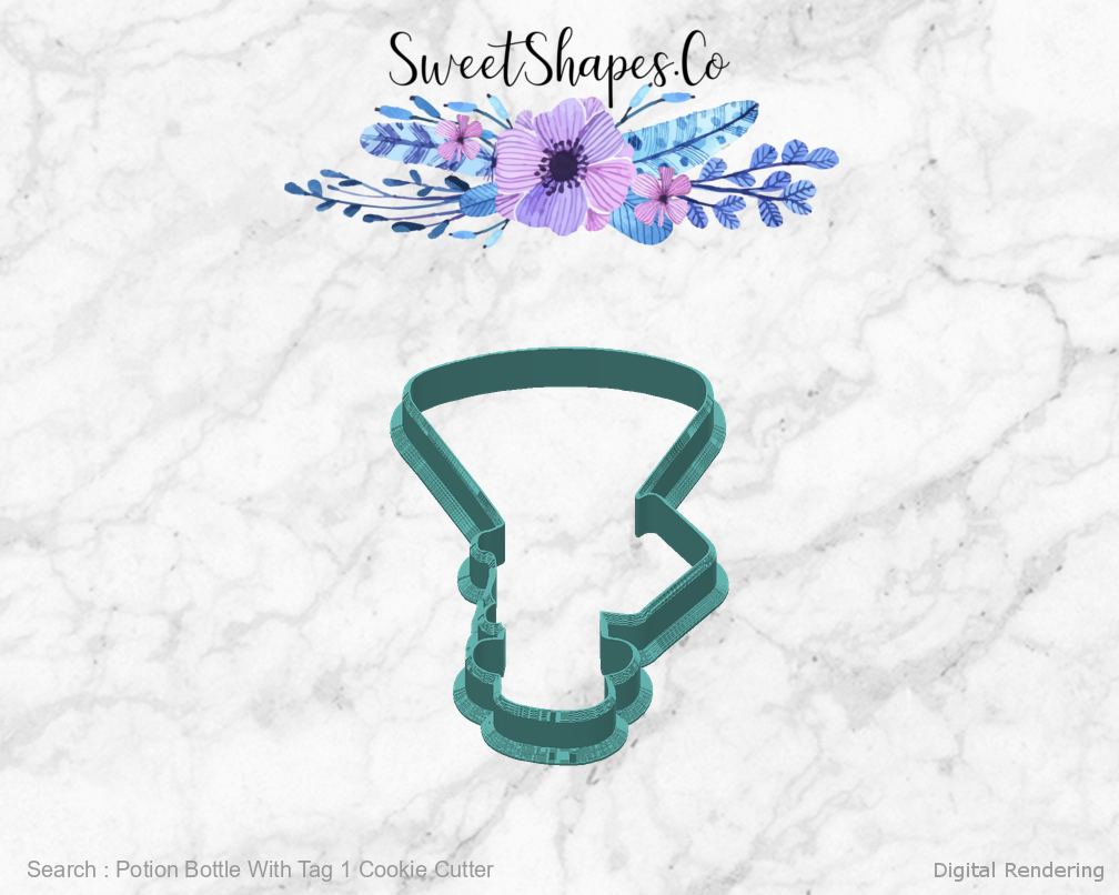 Potion Bottle With Tag 1 Cookie Cutter — back view