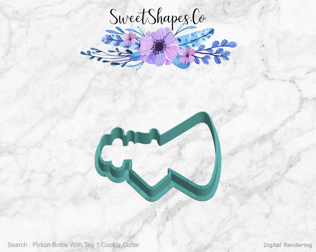 Potion Bottle With Tag 1 Cookie Cutter — left view