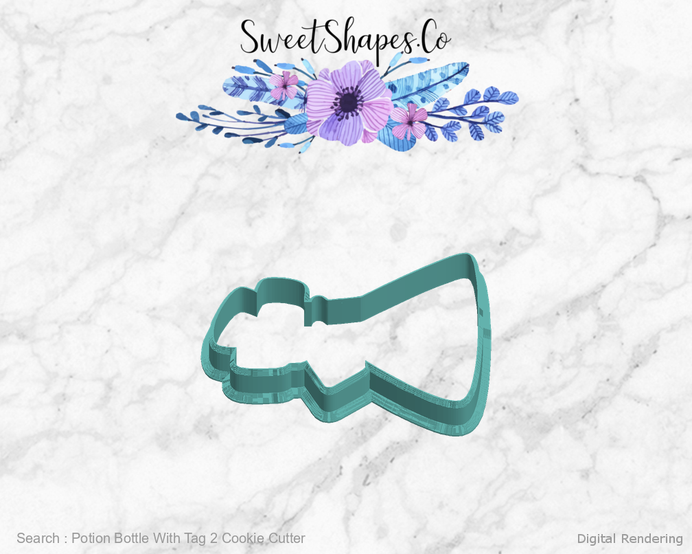 Potion Bottle With Tag 2 Cookie Cutter — left view