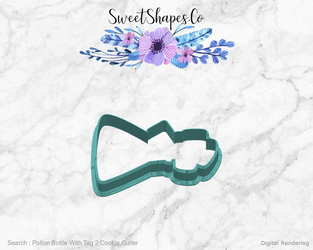 Potion Bottle With Tag 2 Cookie Cutter — right view