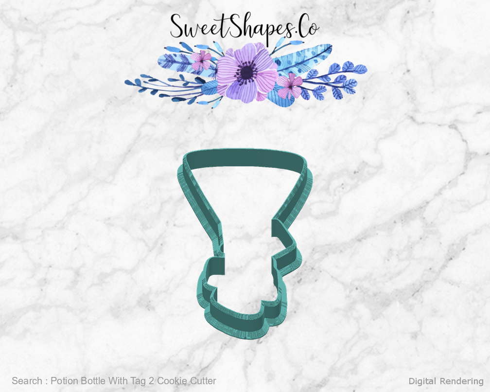 Potion Bottle With Tag 2 Cookie Cutter — back view