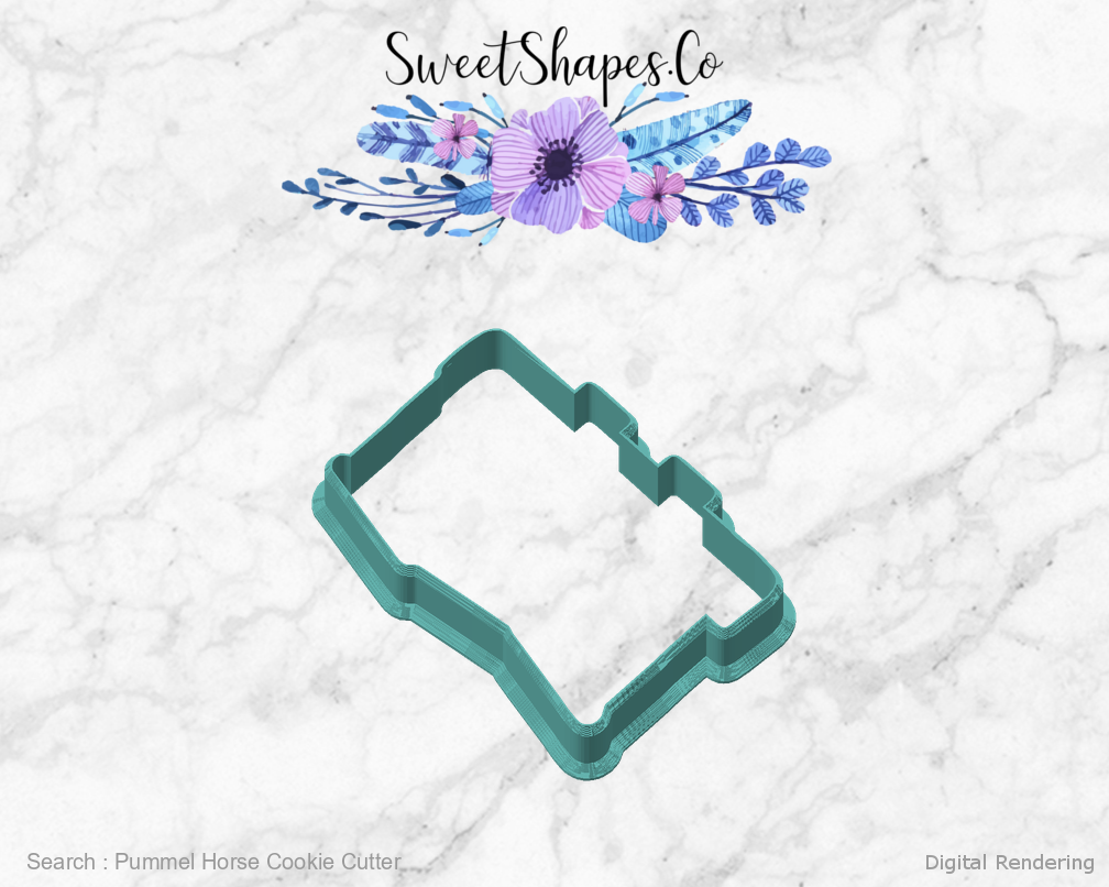 Pummel Horse Cookie Cutter — angled front view