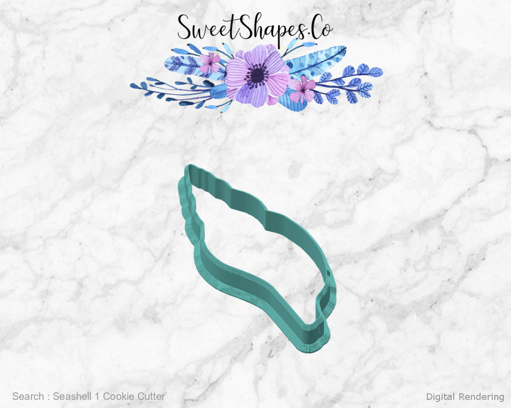 Seashell 1 Cookie Cutter — angled front view