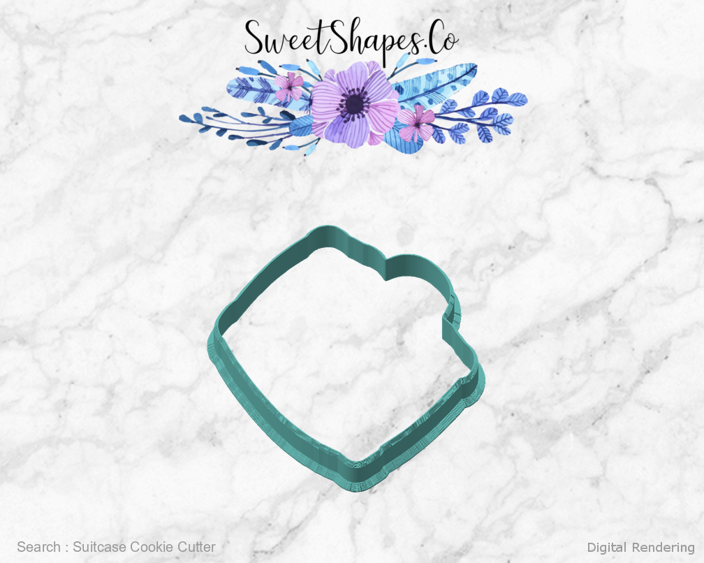 Suitcase Cookie Cutter — angled front view