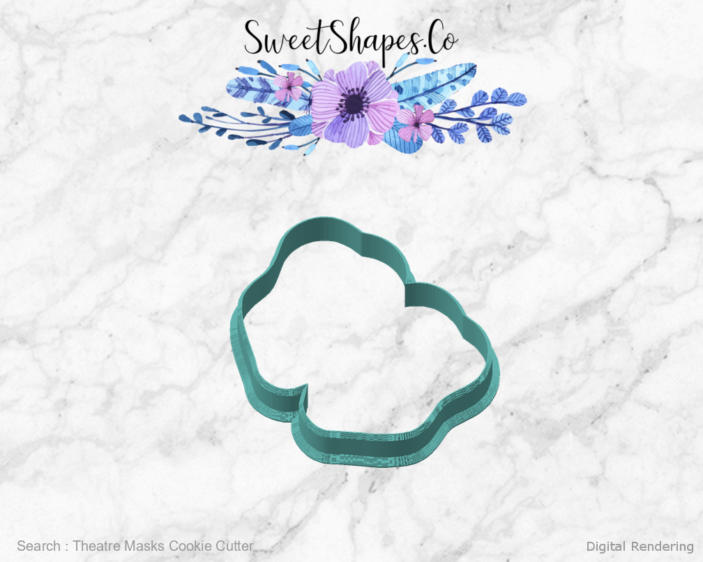 Theatre Masks Cookie Cutter — angled front view
