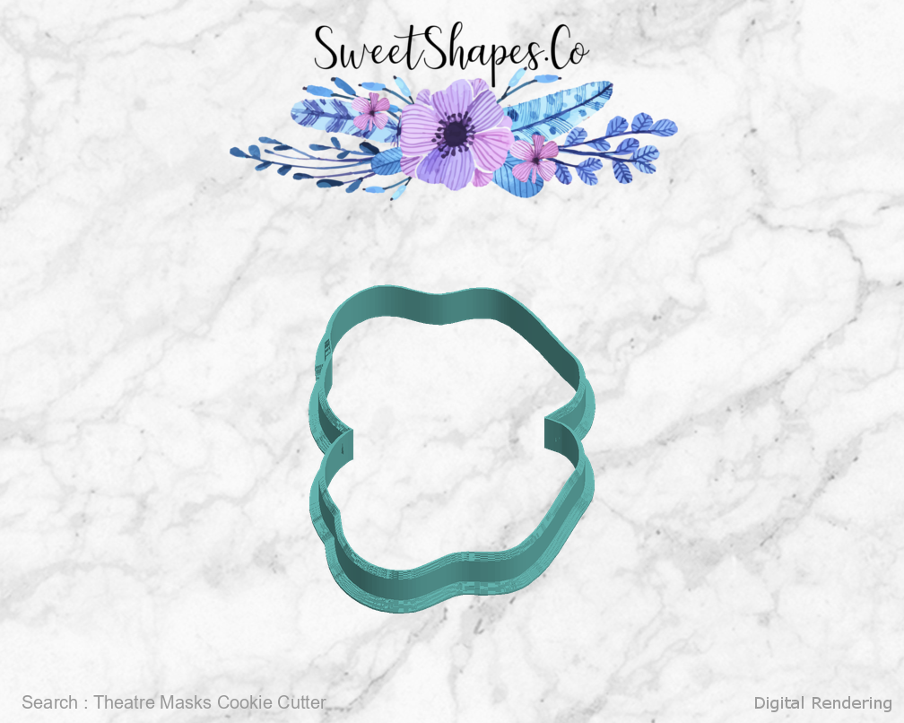 Theatre Masks Cookie Cutter — left view