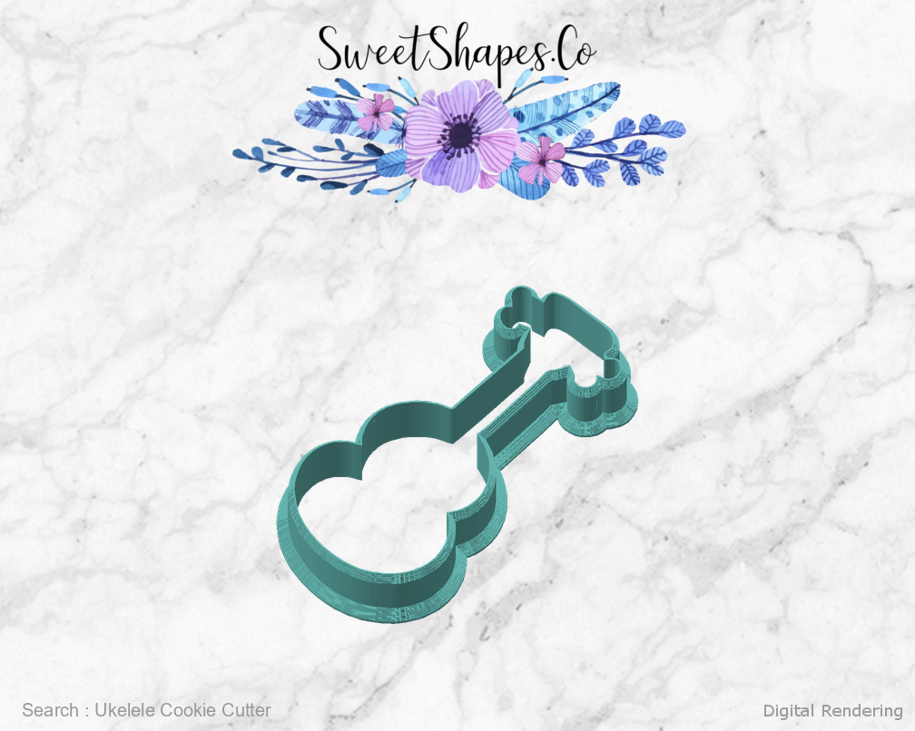 Ukelele Cookie Cutter — angled front view