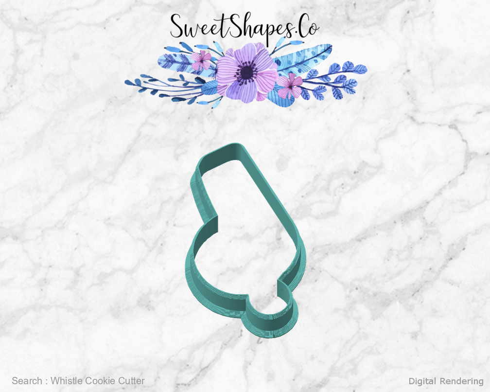 Whistle Cookie Cutter — angled front view