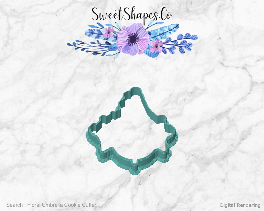 Floral Umbrella Cookie Cutter — front view