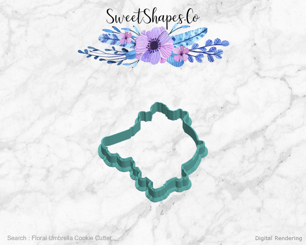 Floral Umbrella Cookie Cutter — left view