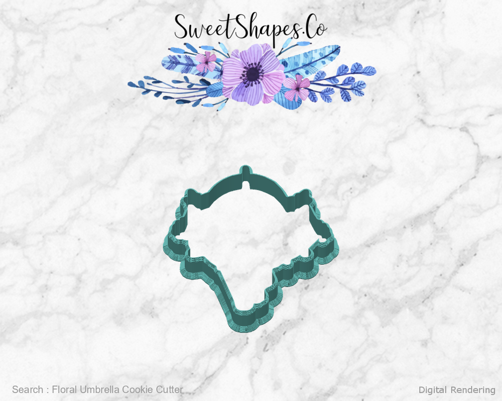 Floral Umbrella Cookie Cutter — back view