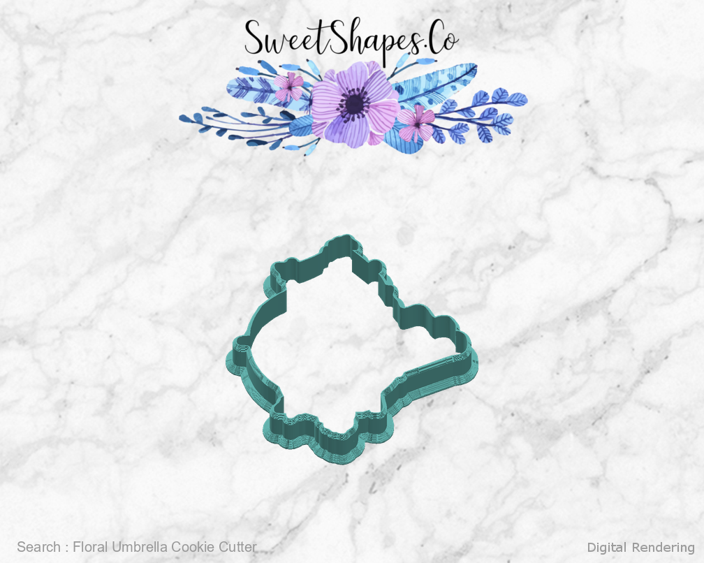 Floral Umbrella Cookie Cutter — right view