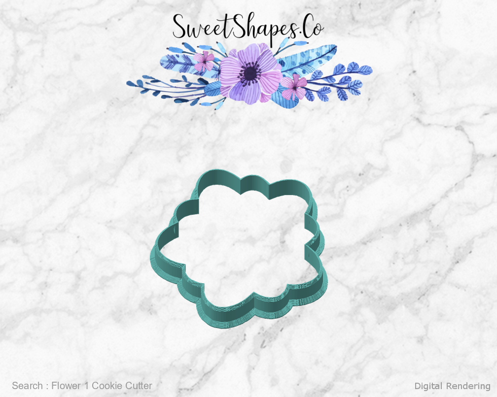 Flower 1 Cookie Cutter — angled front view