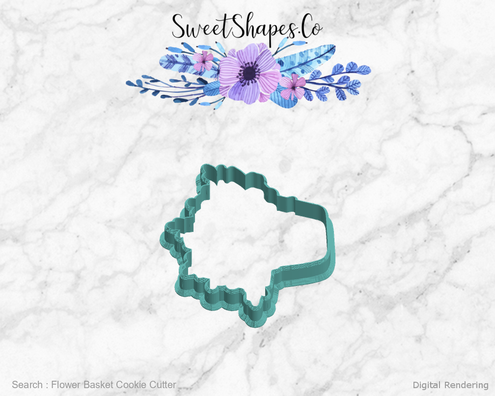 Flower Basket Cookie Cutter — left view