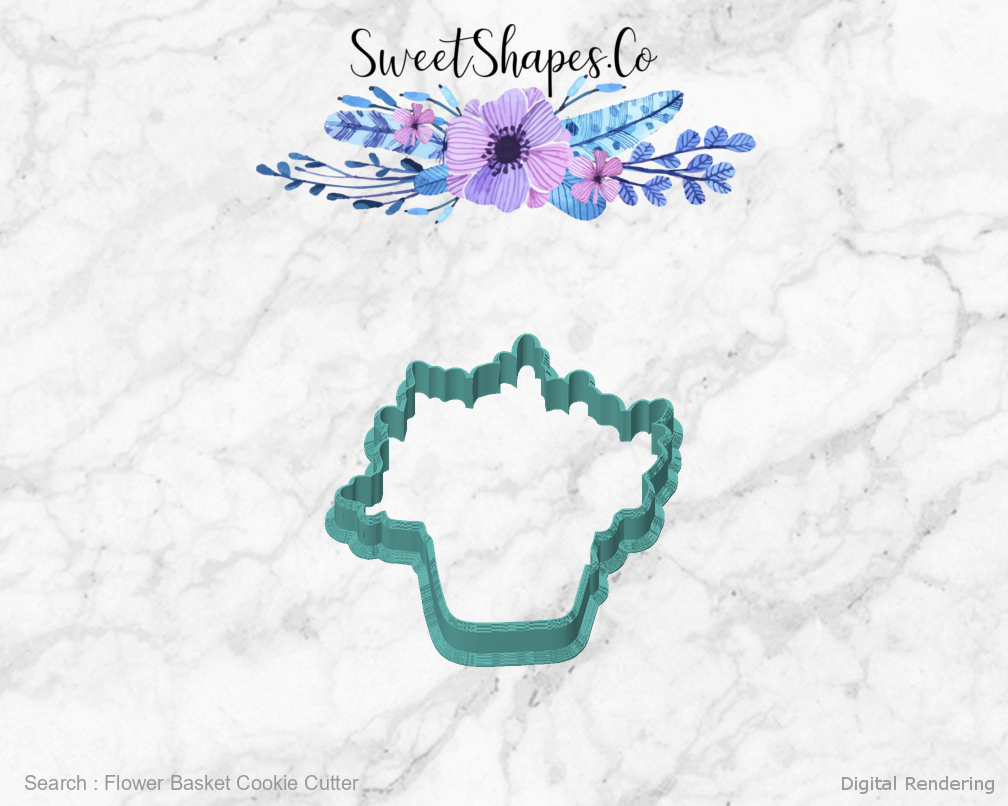 Flower Basket Cookie Cutter — front view
