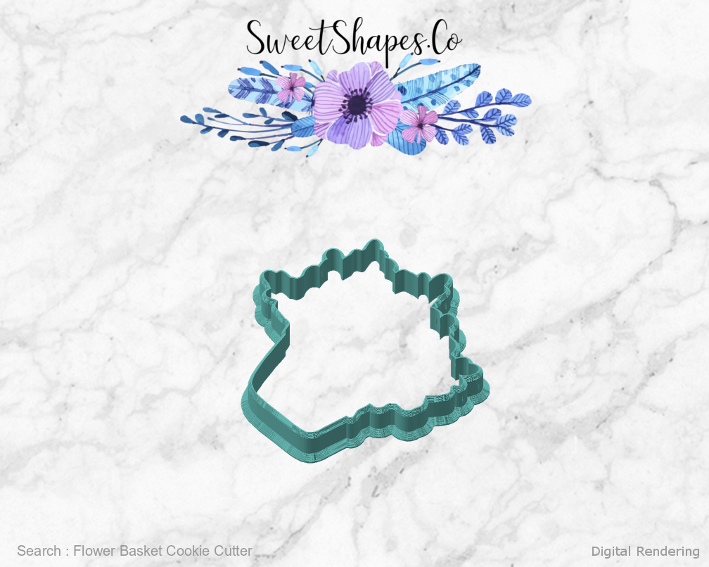 Flower Basket Cookie Cutter — angled front view