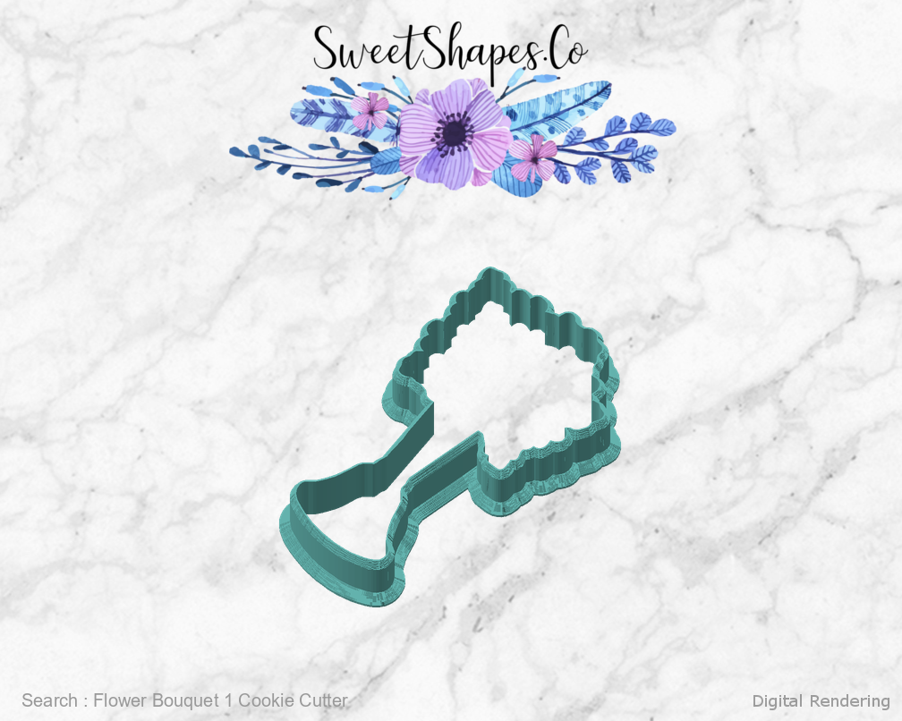 Flower Bouquet 1 Cookie Cutter — angled front view