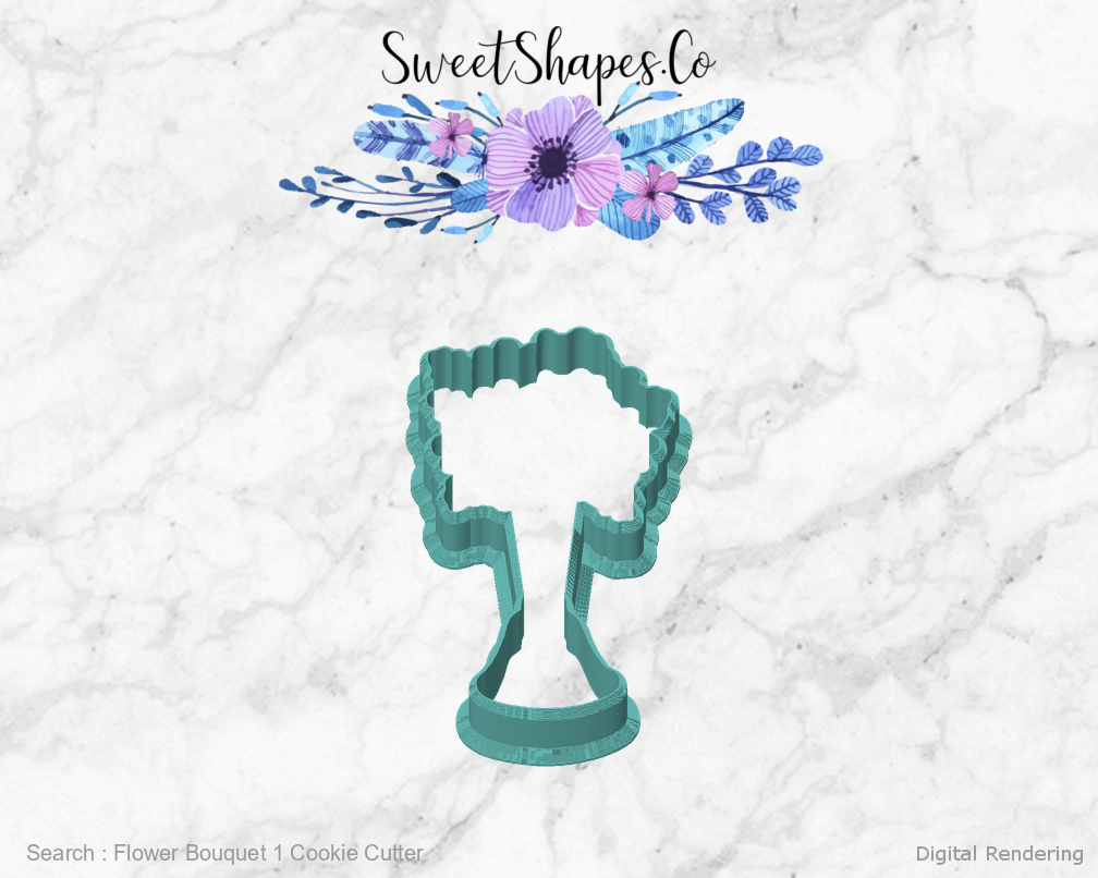 Flower Bouquet 1 Cookie Cutter — front view