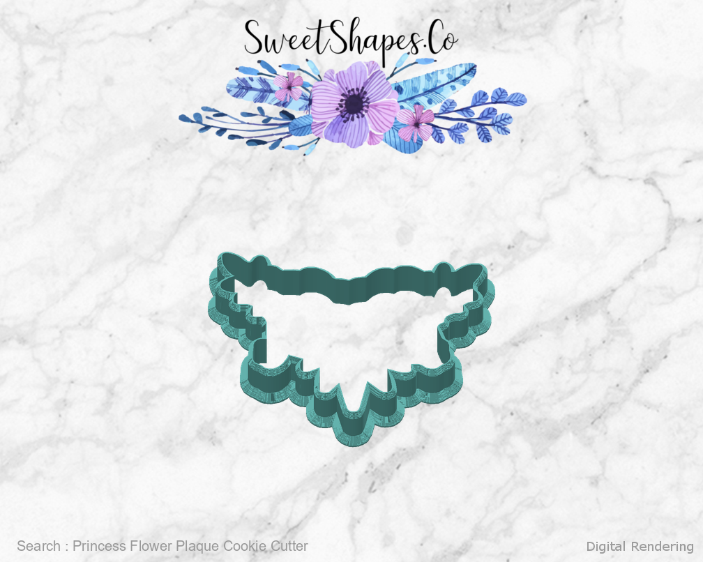 Princess Flower Plaque Cookie Cutter — back view