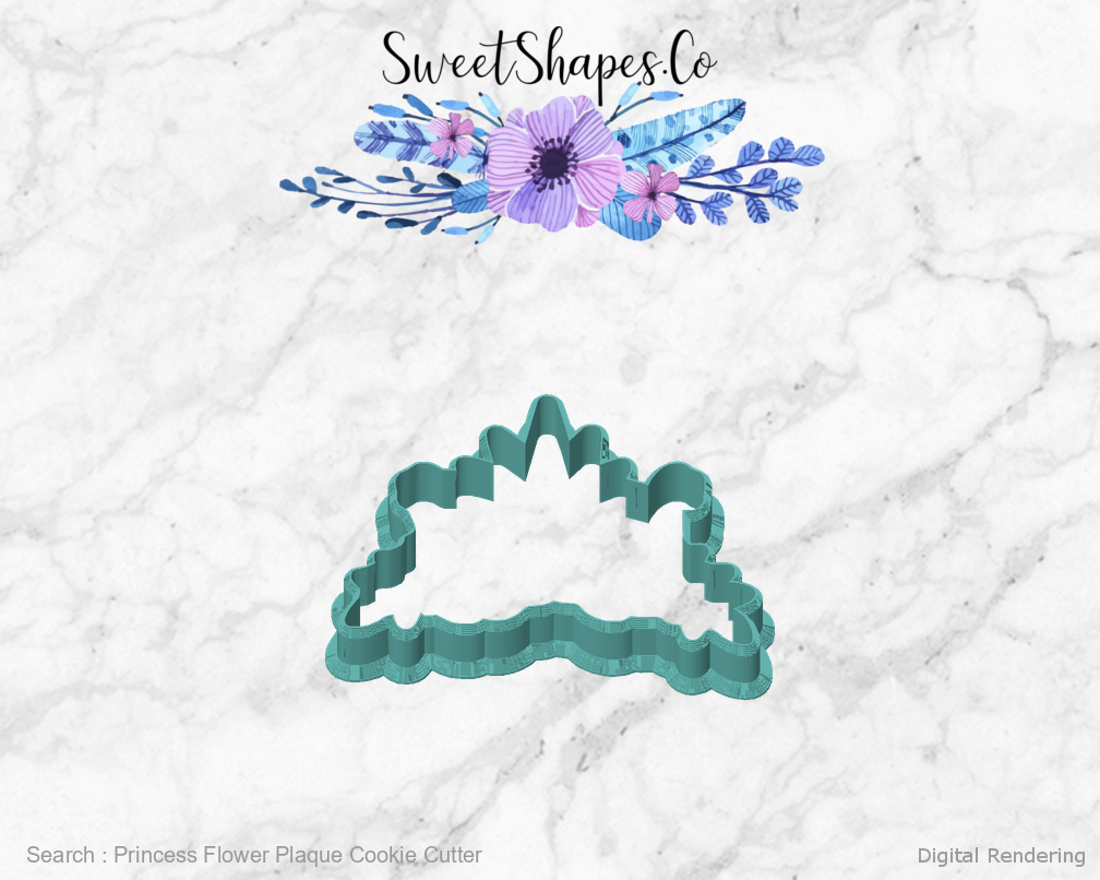 Princess Flower Plaque Cookie Cutter — front view