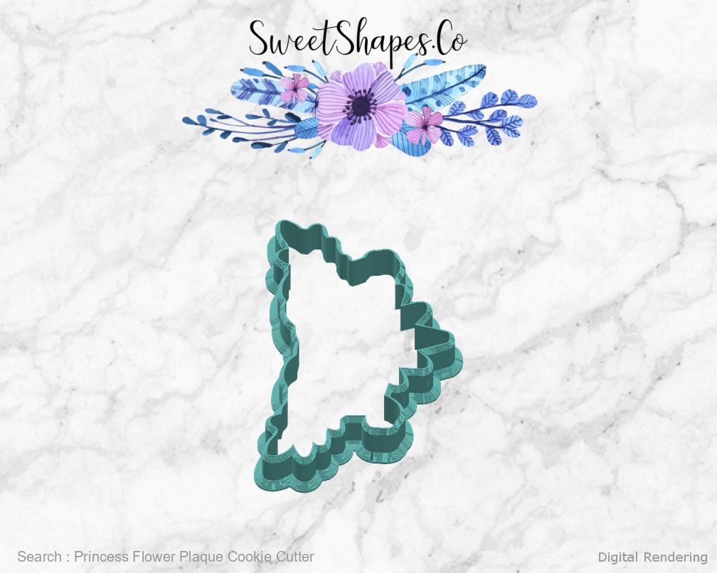 Princess Flower Plaque Cookie Cutter — right view