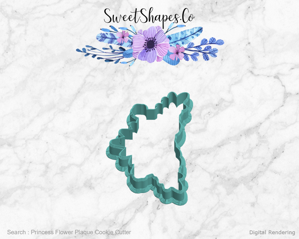 Princess Flower Plaque Cookie Cutter — left view