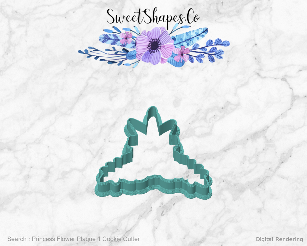 Princess Flower Plaque 1 Cookie Cutter — front view