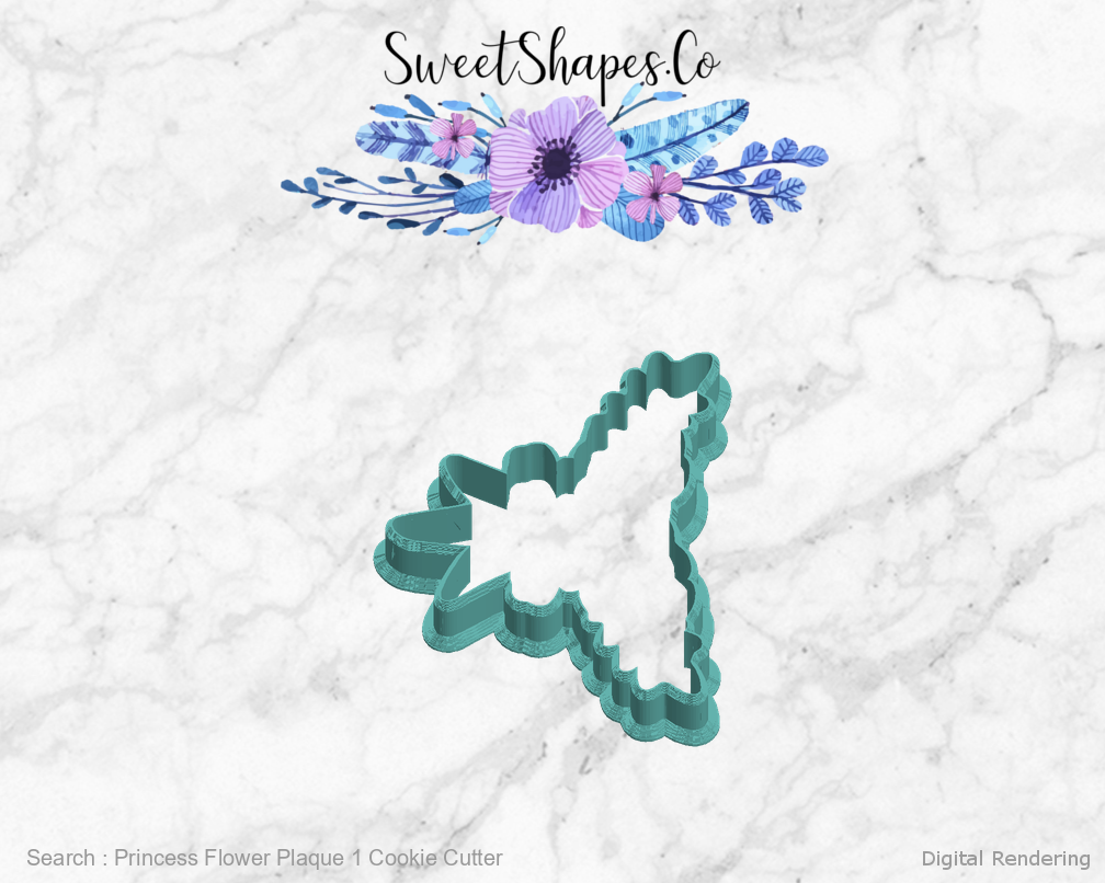 Princess Flower Plaque 1 Cookie Cutter — left view