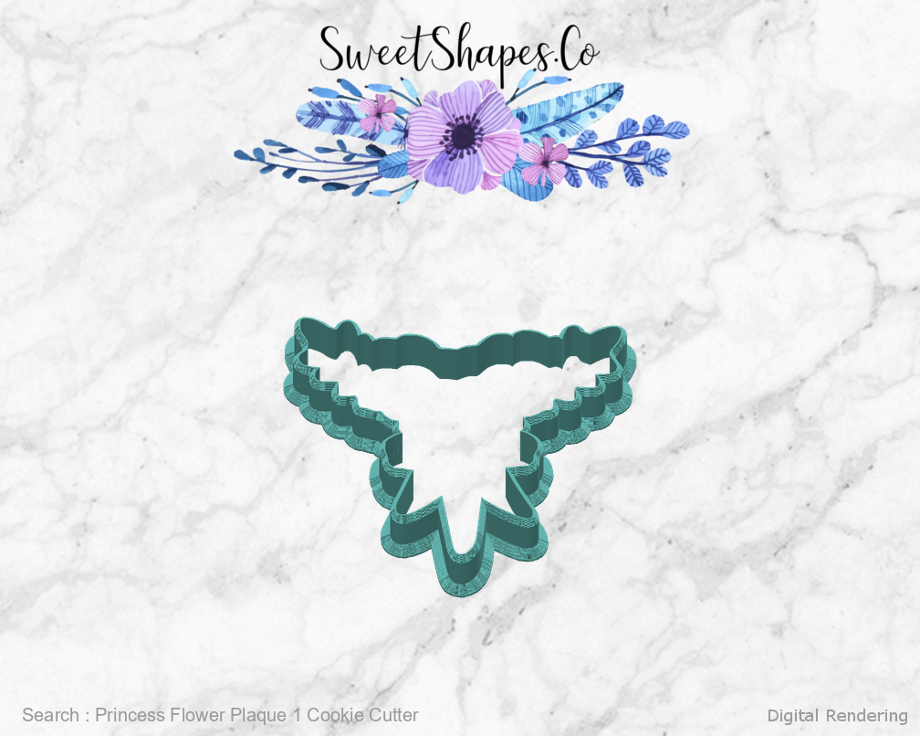 Princess Flower Plaque 1 Cookie Cutter — back view