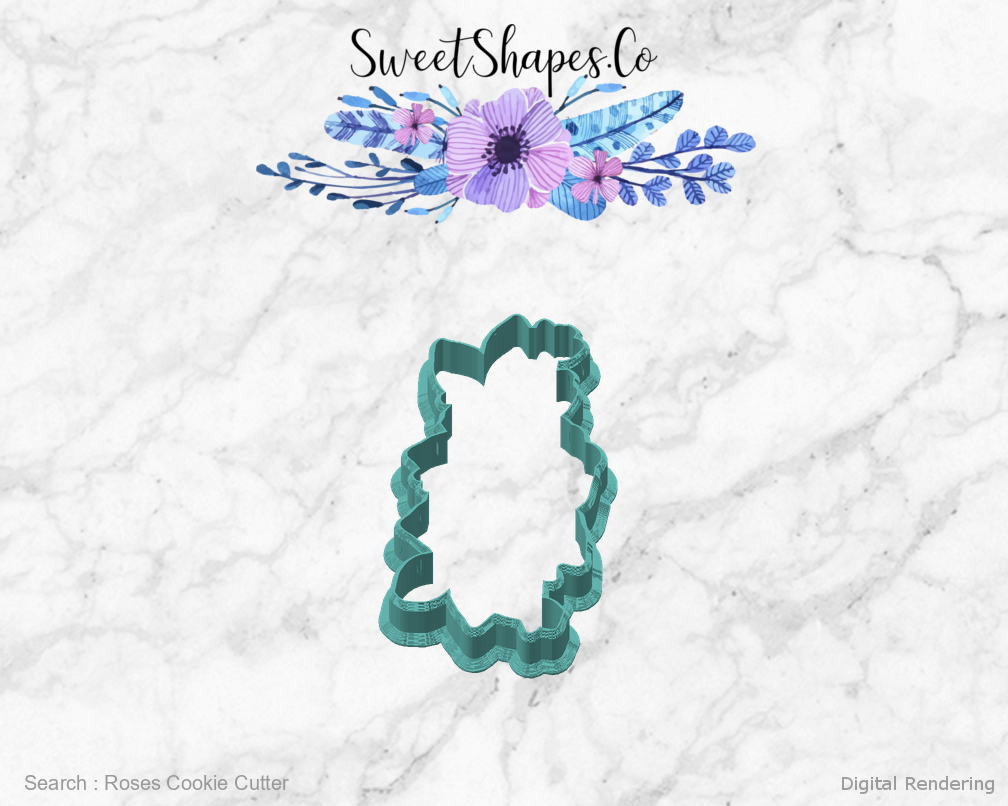 Roses Cookie Cutter — angled front view