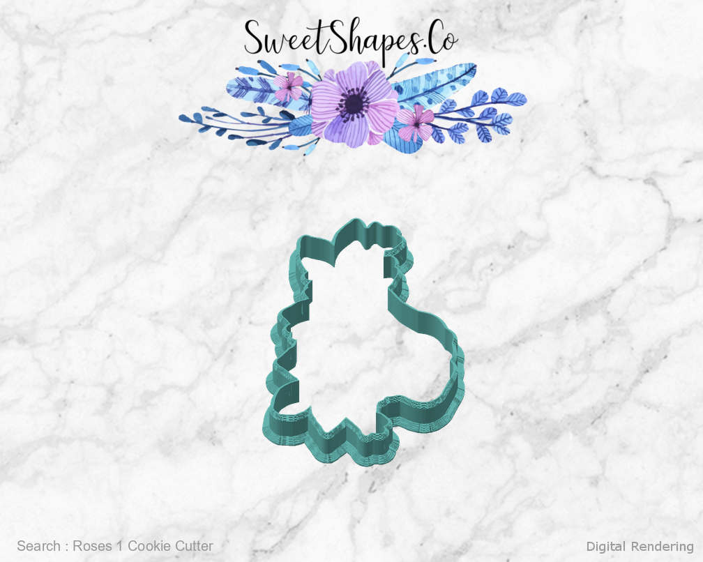 Roses 1 Cookie Cutter — angled front view