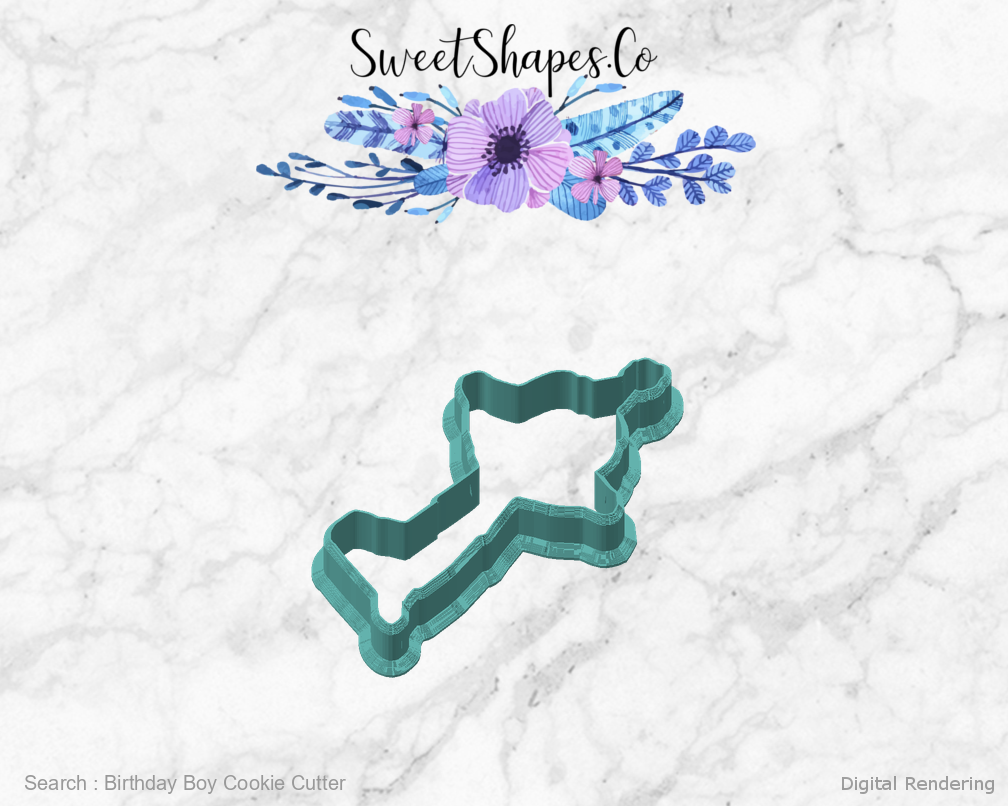 Birthday Boy Cookie Cutter — angled front view