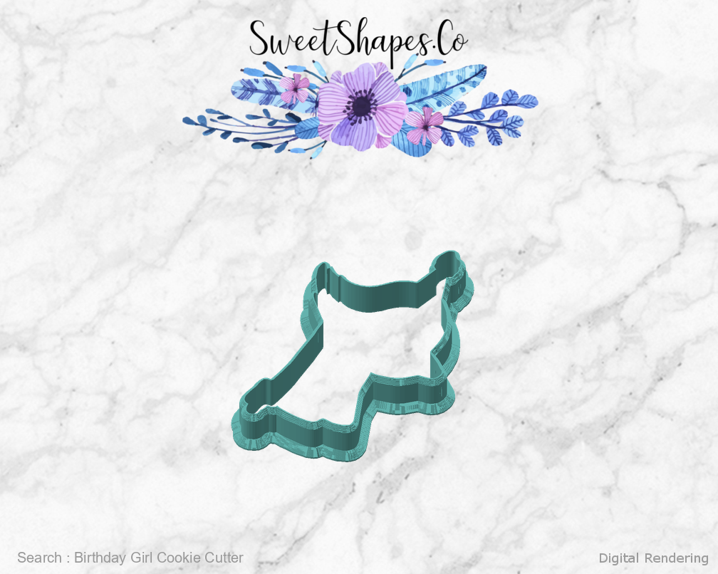 Birthday Girl Cookie Cutter — angled front view