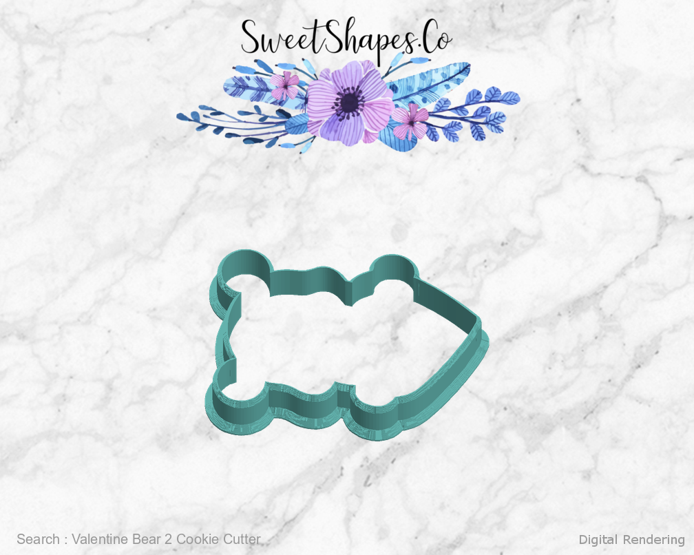 Valentine Bear 2 Cookie Cutter — left view